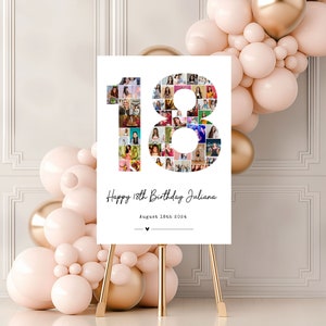 Plantilla de collage de fotos para el 18.° cumpleaños, cartel de bienvenida para el 18.° cumpleaños, cartel de hito con foto para el 18.° cumpleaños sin distinción de género, mira quién tiene 18 años, Canva