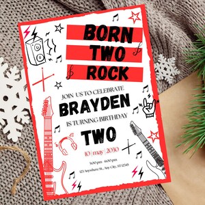 Rockstar Birthday Invitation Template, Editable Guitar Birthday Party Invite,  Rock Star Birthday Invitation, Rock and Roll Party Invite