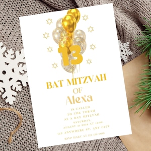 Szablon Zaproszenia Bat Micwa, Edytowalne Zaproszenie Bat Micwa, Elektroniczne Zaproszenie Bat Micwa, Cyfrowa Żydowska Bat Micwa, Dla Dziewczyn