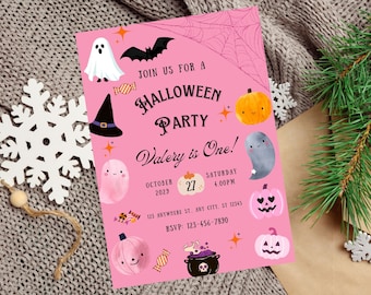 Editable Halloween Birthday Invitation, Adult Halloween Party Invitation, Halloween Ghost  Birthday Party Invite, Cute Ghost Birthday Invite