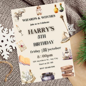 Editable Wizard Birthday Party Invitation, Magical Birthday Party Printable Invitation, Magic School Invitation, Fantasy Theme
