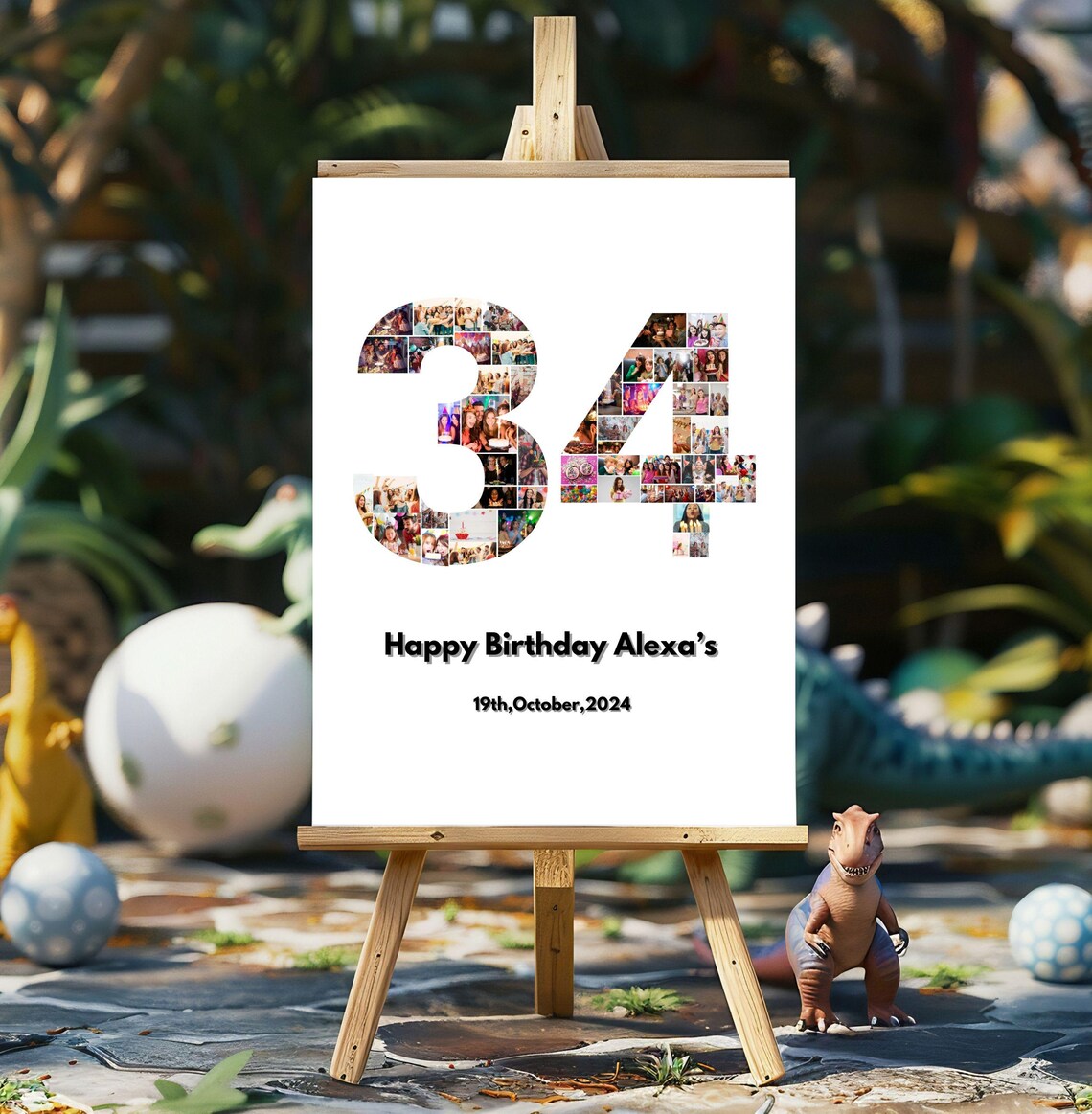 34th Birthday Photo Collage Template, 34th Birthday Welcome Sign ...