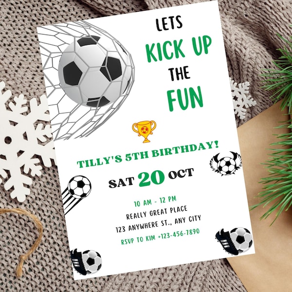 Editable Soccer Birthday Invitation Printable Birthday Party Invitations Digital Kids Party Invite Soccer Invitation Template