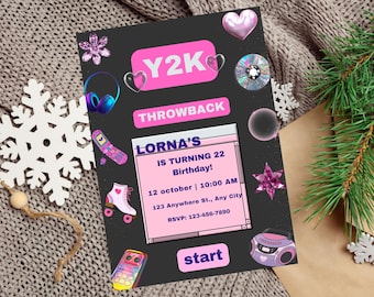 2000s Party Invite, 2000s Invitation Template, Editable Y2k Birthday Invite, Retro Y2k Invitation, 2000s Party Theme, Y2k Birthday Theme