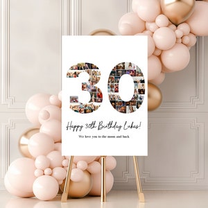 30th Birthday Photo Collage Template, 30th Birthday Welcome Sign, Gender Neutral 30th Birthday Photo Milestone Sign, Look Who's 30, Canva