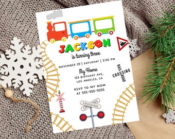 Editable Train Birthday Invitation Template, Toy Train Invitation, Train Birthday Invitation