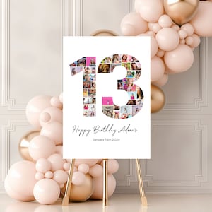 13.Geburtstag Foto Collage Vorlage, 13.Geburtstag Willkommensschild, Gender Neutral 13.Geburtstag Meilenstein Schild, Look Who's 13, Canva