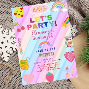 Editable Birthday Party Invitation Stoney Clover Lane Varsity Patch Party Girls Digital Download Birthday Party Instant Download