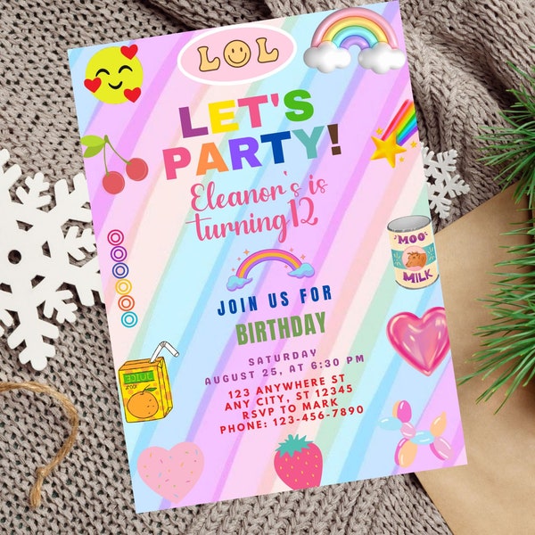 Editable Birthday Party Invitation Stoney Clover Lane Varsity Patch Party Girls Digital Download Birthday Party Instant Download