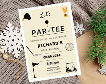 Editable Golf Birthday Invitation | Let’s Par-Tee Party Invite | Golf Theme Birthday | Printable Golf Invitation Template