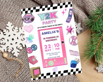 2000s Party Invite, 2000s Invitation Template, Editable Y2k Birthday Invite, Retro Y2k Invitation, 2000s Party Theme, Y2k Birthday Theme