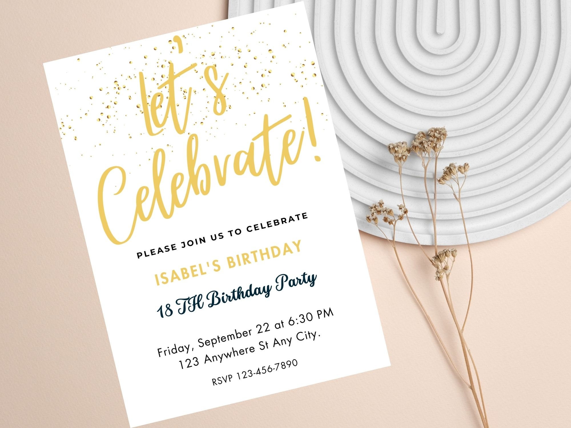 Let's Celebrate Party Invitation Printable Birthday Editable Birthday Party  Invite Gold Glittery Editable Template Instant Download - Etsy, image size:2000x1500
