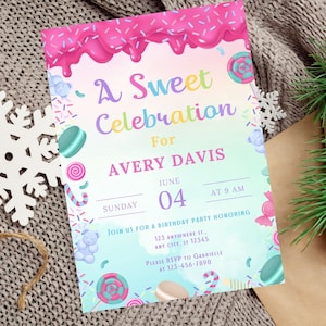 Sweets Candy Invitation Editable Candy Birthday Invitation, Candy Invitation Editable Template
