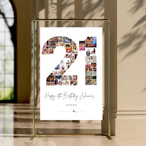 21st Birthday Photo Collage Template, 21st Birthday Welcome Sign ...