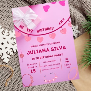 In My Birthday Era Friendship Bracelet Invitation, Eras Party Invite, Girl Birthday Invite Birthday Era Digital Download, In My Birthday Era