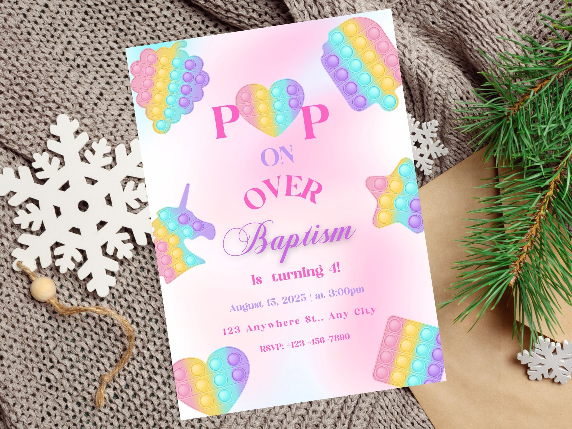 Pop It Invitation Editable, Fidget Toy Party, Pop It Rainbow Birthday Invitation, Fun Bubble Birthday Party Invitation, Colorful Bday Invite