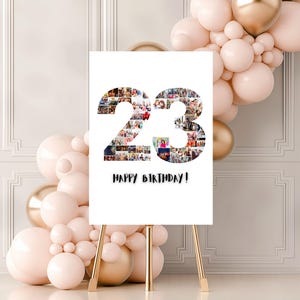 Modèle de collage photo pour 23e anniversaire, plaque de bienvenue pour 23e anniversaire, plaque d'étape importante pour photo 23e anniversaire non sexiste, Look who's 23, toile