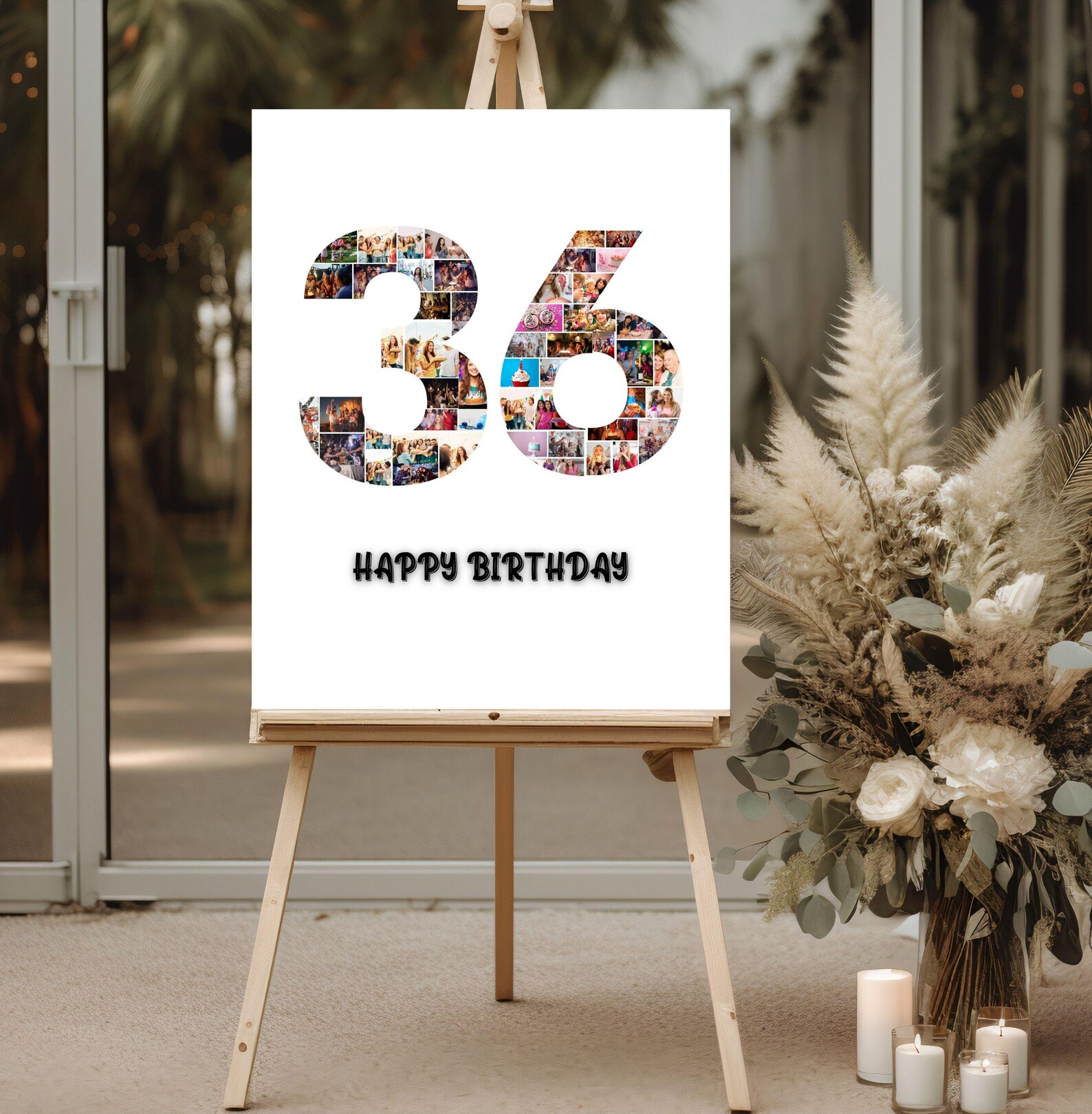 36th Birthday Photo Collage Template, 36th Birthday Welcome Sign ...