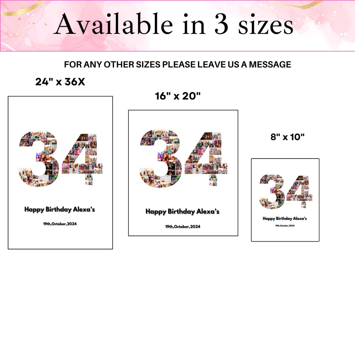 34th Birthday Photo Collage Template, 34th Birthday Welcome Sign ...