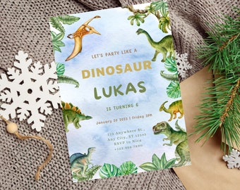 Editable Dinosaur Birthday Party Invitation Editable Printable Instant Download