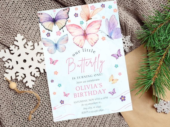 Butterfly Birthday Invitation Girl Butterfly Party Butterfly Invitation Template for Girls Birthday Party | Digital Butterfly Invite