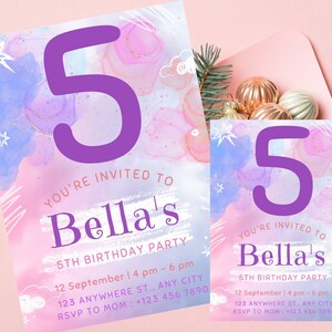 Ombre pastel birthday invitation