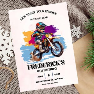 Editable Motorbike Birthday Party Invitation Template, Boys Dirt Bike Party Invite, Mountain Bike Party Invite,  Dirt Bike Adventure Theme