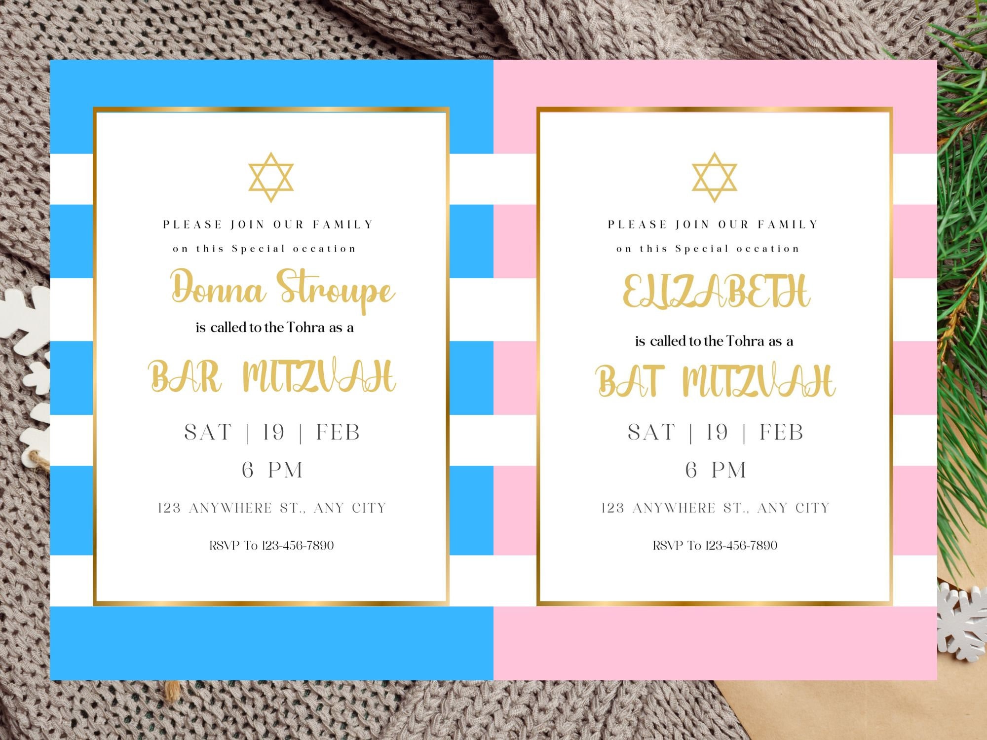 Bar Mitzvah | Bat Mitzvah Invitation Template, Editable Bar/Bat Mitzvah Invite, Digital Jewish Bar Mitzvah / Bat Mitzvah, For Boys And Girls