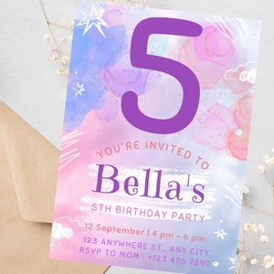 Watercolor splash birthday invite