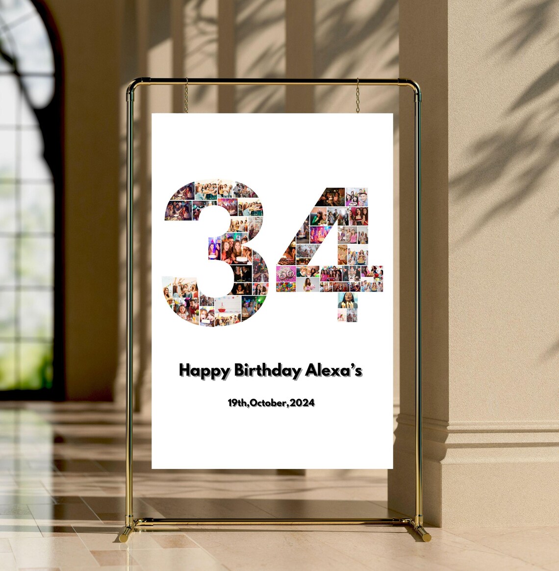 34th Birthday Photo Collage Template, 34th Birthday Welcome Sign ...
