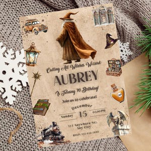 Editable Wizard Birthday Party Invitation, Magical Birthday Party Printable Invitation, Magic School Invitation, Fantasy Theme