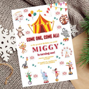 Carnival Birthday Invitation, Circus Birthday Invitation, Editable Carnival Birthday Party Invitation Template, Fun Circus Party Invite