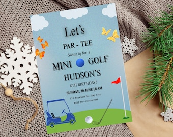 Editable Golf-Themed Birthday Party Invitation, Let's Par-Tee Invite, Editable Golf Party Invitation Template, Partee Golf Invitation