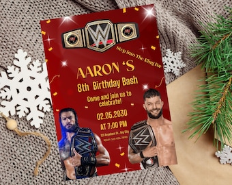 Bearbeitbare Geburtstagseinladung zum Thema Wrestling | 5x7 Printable Party einladen für Jungen | Digitaler Download | Kinder Kampfsportparty