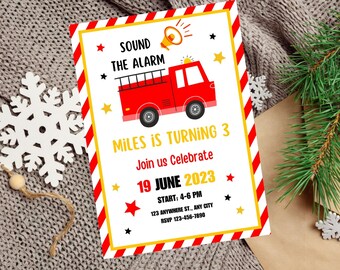 Editable Firetruck Invitation Fire Truck Birthday Party  Instant Download Fire Truck Birthday Invitations