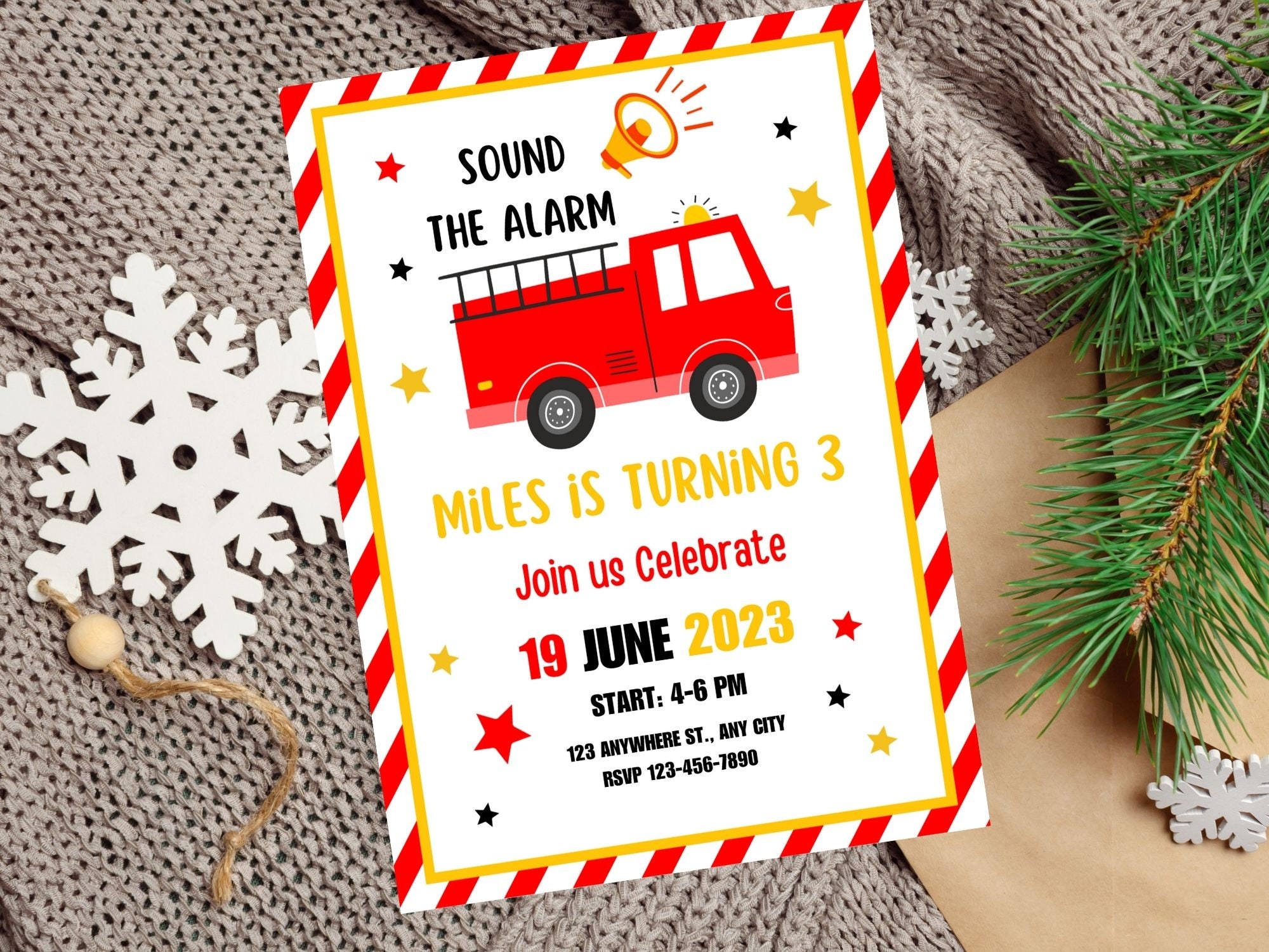 Editable Firetruck Invitation Fire Truck Birthday Party Instant Download Fire Truck Birthday ...