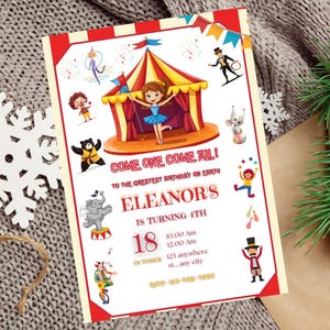 Carnival Birthday Invitation, Circus Birthday Invitation, Editable Carnival Birthday Party Invitation Template, Fun Circus Party Invite