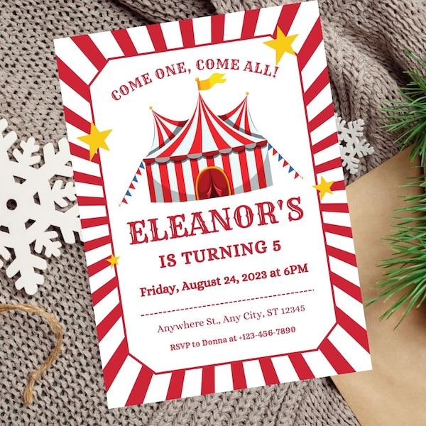 Carnival Birthday Invitation Circus Birthday Invitation Editable Template Instant Download