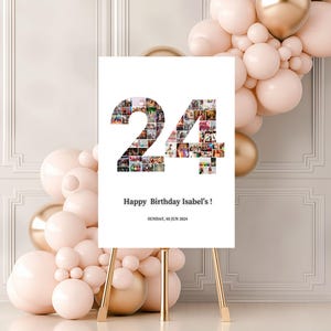 24th Birthday Photo Collage Template, 24th Birthday Welcome Sign, Gender Neutral 24th Birthday Photo Milestone Sign, Look Who&#39;s 24, Canva