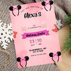 Editable Minnie Mouse Birthday Invitation Template printable Minnie mouse Digital Template Printable Instant Download