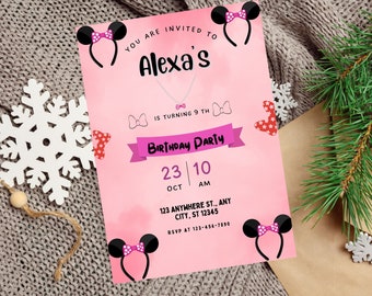 Editable Minnie Mouse Birthday Invitation Template printable Minnie mouse Digital Template Printable Instant Download