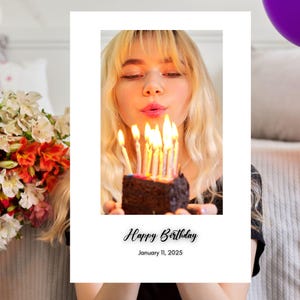 Minimalist Birthday Photo Booth Frame, Photo Prop Frame Printable Template, Birthday Selfie Frame, White And Black Birthday Photo Decor