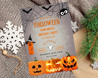 Editable Halloween Birthday Invitation, Adult Halloween Party Invitation, Halloween Ghost  Birthday Party Invite, Cute Ghost Birthday Invite