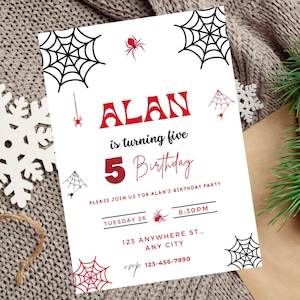 Editable Spiderman Birthday Invitation, 5th Birthday Invitation Boy, Spiderman Invitation, Spiderman Birthday, spider man Party, Printable
