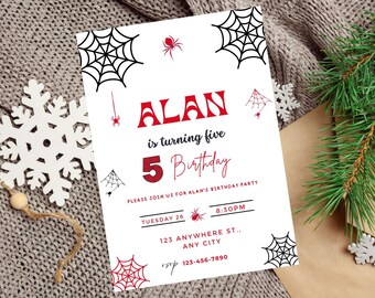 Faire-part d'anniversaire Spiderman modifiable, Invitation 5e anniversaire garçon, Invitation Spiderman, anniversaire Spiderman, fête spider man, imprimable