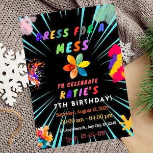 Editable Girl Art Birthday Party Invitation, Painting Party Invite, Art Party, Craft Party, Self-Editable Template