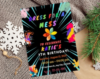 Editable Girl Art Birthday Party Invitation, Painting Party Invite, Art Party, Craft Party, Self-Editable Template