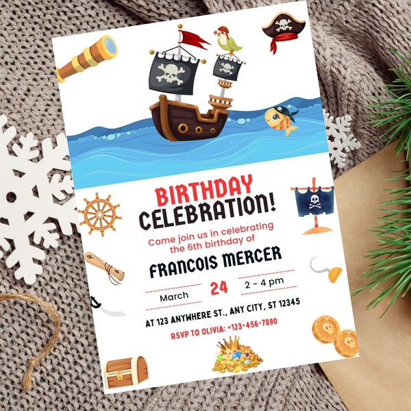 Pirate Invitation Pirate Birthday Party Pirate Invite Birthday Invitation Instant Download