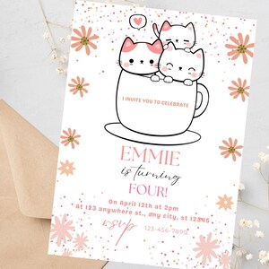 Editable Kitty Birthday Invitation Template, Printable Birthday Party ...