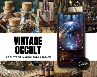 50 Vintage Occult Stock Images: AI-Generated Witchy Art (PLR + MRR)
